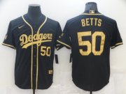 Wholesale Cheap Men's Los Angeles Dodgers #50 Mookie Betts Black Gold Stitched MLB Cool Base Nike Jersey
