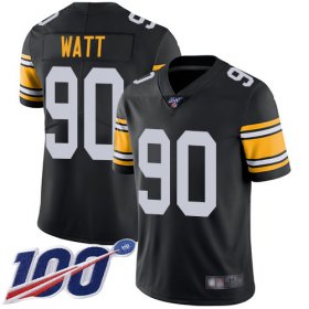 Wholesale Cheap Nike Steelers #90 T. J. Watt Black Alternate Men\'s Stitched NFL 100th Season Vapor Limited Jersey