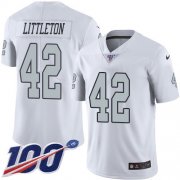 Wholesale Cheap Nike Raiders #42 Cory Littleton White Men's Stitched NFL Limited Rush 100th Season Jersey