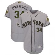 Wholesale Cheap Mets #34 Noah Syndergaard Grey Flexbase Authentic Collection 2018 Memorial Day Stitched MLB Jersey