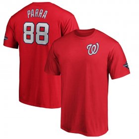Wholesale Cheap Washington Nationals #88 Gerardo Parra Majestic 2019 World Series Champions Name & Number T-Shirt Red