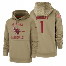 Wholesale Cheap Arizona Cardinals #1 Kyler Murray Nike Tan 2019 Salute To Service Name & Number Sideline Therma Pullover Hoodie