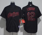 Wholesale Cheap Indians #12 Francisco Lindor Black Strip Stitched MLB Jersey