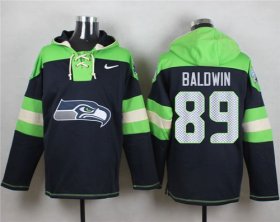 Wholesale Cheap Nike Seahawks #89 Doug Baldwin Steel Blue Player Pullover NFL Hoodie