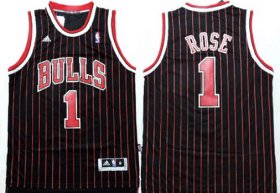 Wholesale Cheap Chicago Bulls #1 Derrick Rose Revolution 30 Swingman Black Pinstripe Jersey