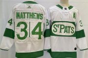 Wholesale Cheap Men's Toronto Maple Leafs #34 Auston Matthews White 2019 St Pats Authentic Jersey