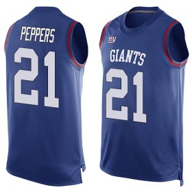 Wholesale Cheap Nike Giants #21 Jabrill Peppers Royal Blue Team Color Men\'s Stitched NFL Limited Tank Top Jersey