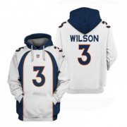 Wholesale Cheap Men's Denver Broncos #3 Russell Wilson White Pullover Hoodie