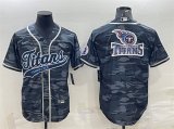 Wholesale Cheap Men's Tennessee Titans Gray Camo Team Big Logo With Patch Cool Base Stitched Baseball Jersey