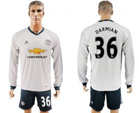 Wholesale Cheap Manchester United #36 Darmian Sec Away Long Sleeves Soccer Club Jersey