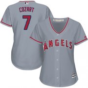 Wholesale Cheap Angels #7 Zack Cozart Grey Road Women's Stitched MLB Jersey