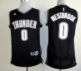 Wholesale Cheap Oklahoma City Thunder #0 Russell Westbrook Revolution 30 Swingman Black With White Jersey