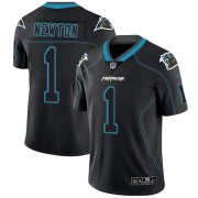 Wholesale Cheap Nike Panthers #1 Cam Newton Lights Out Black Men's Stitched NFL Limited Rush Jersey