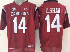Wholesale Cheap Men\'s South Carolina Gamecocks #14 Connor Shaw Red NCAA Football Under Armour Jersey