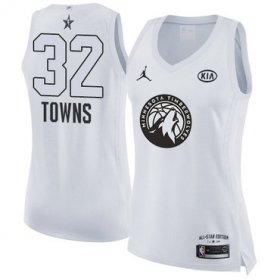Wholesale Cheap Nike Minnesota Timberwolves #32 Karl-Anthony Towns White Women\'s NBA Jordan Swingman 2018 All-Star Game Jersey