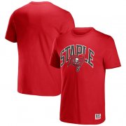 Wholesale Cheap Men's Tampa Bay Buccaneers x Staple Red Logo Lockup T-Shirt