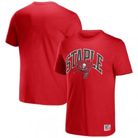Wholesale Cheap Men\'s Tampa Bay Buccaneers x Staple Red Logo Lockup T-Shirt