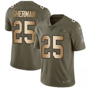 Wholesale Cheap Nike Seahawks #25 Richard Sherman Olive/Gold Youth Stitched NFL Limited 2017 Salute to Service Jersey