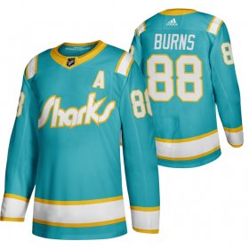 Wholesale Cheap San Jose Sharks #88 Brent Burns Men\'s Adidas 2020 Throwback Authentic Player NHL Jersey Teal