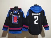 Wholesale Cheap Men's Los Angeles Clippers #2 Kawhi Leonard Black Blue Lace-Up Pullover Hoodie