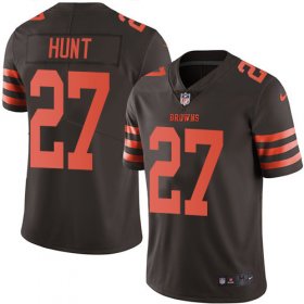 Wholesale Cheap Nike Browns #27 Kareem Hunt Brown Men\'s Stitched NFL Limited Rush Jersey
