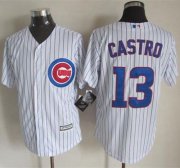 Wholesale Cheap Cubs #13 Starlin Castro White Strip New Cool Base Stitched MLB Jersey