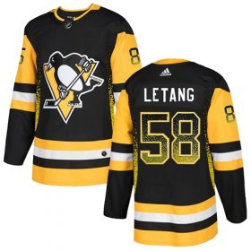 Wholesale Cheap Adidas Penguins #58 Kris Letang Black Home Authentic Drift Fashion Stitched NHL Jersey