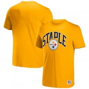 Wholesale Cheap Men's Pittsburgh Steelers x Staple Gold Logo Lockup T-Shirt