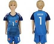 Wholesale Cheap Colombia #1 Ospina Blue Goalkeeper Kid Soccer Country Jersey