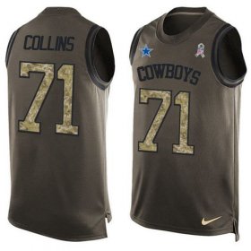 Wholesale Cheap Nike Cowboys #71 La\'el Collins Green Men\'s Stitched NFL Limited Salute To Service Tank Top Jersey