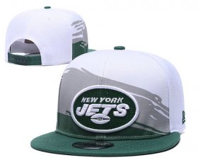 Wholesale Cheap Jets Team Logo White Green Adjustable Hat GS