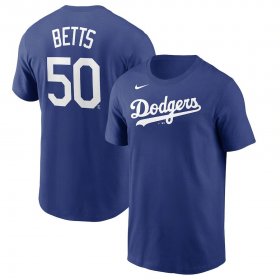 Wholesale Cheap Los Angeles Dodgers #50 Mookie Betts Nike 2020 Name & Number T-Shirt Royal