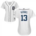 Wholesale Cheap Tigers #13 Omar Vizquel White Home Women's Stitched MLB Jersey