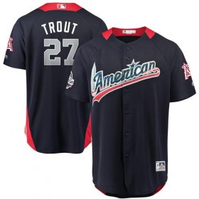 Wholesale Cheap Angels of Anaheim #27 Mike Trout Navy Blue 2018 All-Star American League Stitched MLB Jersey