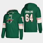 Wholesale Cheap Minnesota Wild #64 Mikael Granlund Green adidas Lace-Up Pullover Hoodie