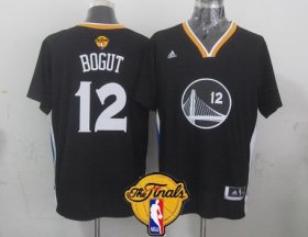 Wholesale Cheap Men\'s Golden State Warriors #12 Andrew Bogut Black Short-Sleeved 2016 The NBA Finals Patch Jersey