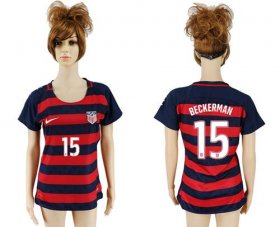 Wholesale Cheap Women\'s USA #15 Beckerman Away Soccer Country Jersey