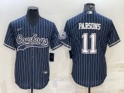 Wholesale Cheap Men's Dallas Cowboys #11 Micah Parsons Navy With Patch Cool Base Stitched Baseball Jersey