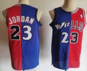 Wholesale Cheap Men's Chicago Bulls #23 Michael Jordan Blue Red Two Tone Stitched Hardwood Classic Swingman Jerseys