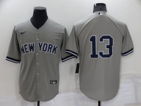 Wholesale Cheap Men\'s New York Yankees #13 Alex Rodriguez Gray Cool Base Stitched Baseball Jersey