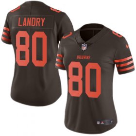 Wholesale Cheap Nike Browns #80 Jarvis Landry Brown Women\'s Stitched NFL Limited Rush Jersey