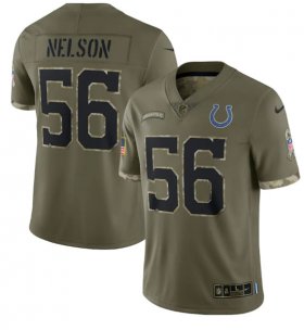Wholesale Cheap Men\'s Indianapolis Colts #56 Quenton Nelson 2022 Olive Salute To Service Limited Stitched Jersey