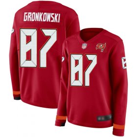 Wholesale Cheap Nike Buccaneers #87 Rob Gronkowski Red Team Color Women\'s Stitched NFL Limited Therma Long Sleeve Jersey