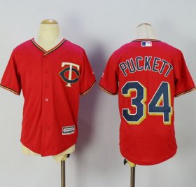 Wholesale Cheap Twins #34 Kirby Puckett Red Alternate Cool Base Stitched Youth MLB Jersey