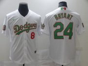 Wholesale Cheap Men's Los Angeles Dodgers #8 #24 Kobe Bryant White Green Mexico 2020 World Series Stitched MLB Jersey