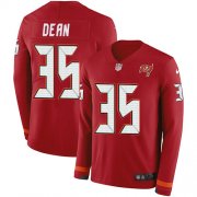 Wholesale Cheap Nike Buccaneers #35 Jamel Dean Red Team Color Men's Stitched NFL Limited Therma Long Sleeve Jersey