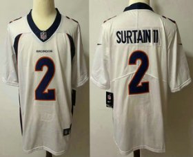 Wholesale Cheap Men\'s Denver Broncos #2 Patrick Surtain II White 2021 Vapor Untouchable Stitched NFL Nike Limited Jersey
