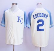 Wholesale Cheap Royals #2 Alcides Escobar Cream Exclusive Vintage Stitched MLB Jersey