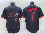 Wholesale Cheap Men's Cincinnati Reds #11 Barry Larkin Black 2023 City Connect Cool Base Stitched Jersey