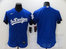 Wholesale Cheap Men\'s Los Angeles Dodgers Blank Blue 2021 City Connect Flex Base Stitched Jersey